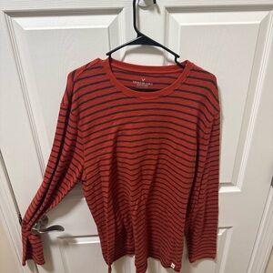 American Eagle Outfitters Orange and Blue Striped Top